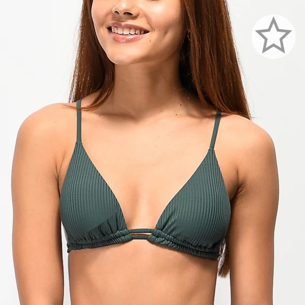 Damsel Aftan Rib Green Triangle Bikini Top S